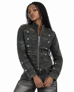 Double-breasted stand-collar jacket
