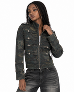 Double-breasted stand-collar jacket