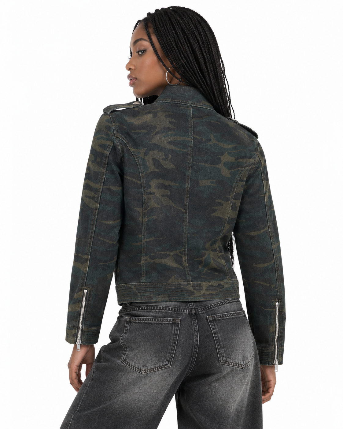 Double-breasted stand-collar jacket