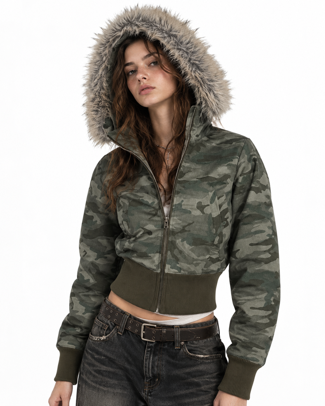 Camouflage zip-up jacket