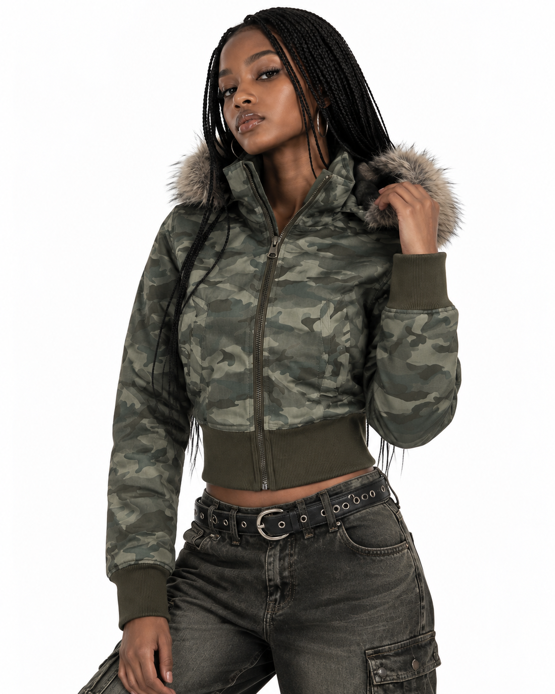 Camouflage zip-up jacket