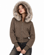 Leopard-print hooded jacket