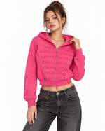 Washed-finish zip-up jacket