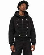 Washed-finish zip-up jacket