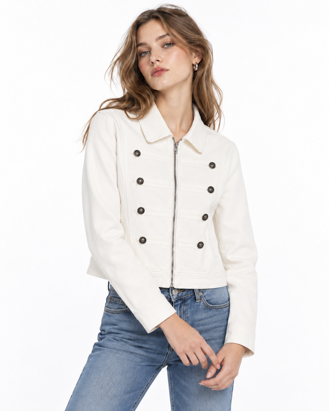 Distressed denim jacket