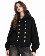 Double-breasted hooded sweatshirt