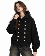 Double-breasted hooded sweatshirt