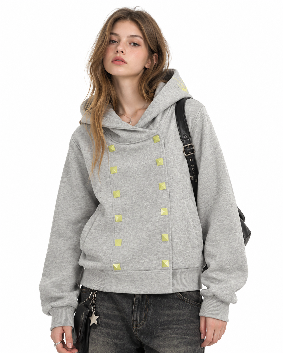 Double-breasted hooded sweatshirt