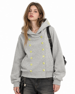 Double-breasted hooded sweatshirt
