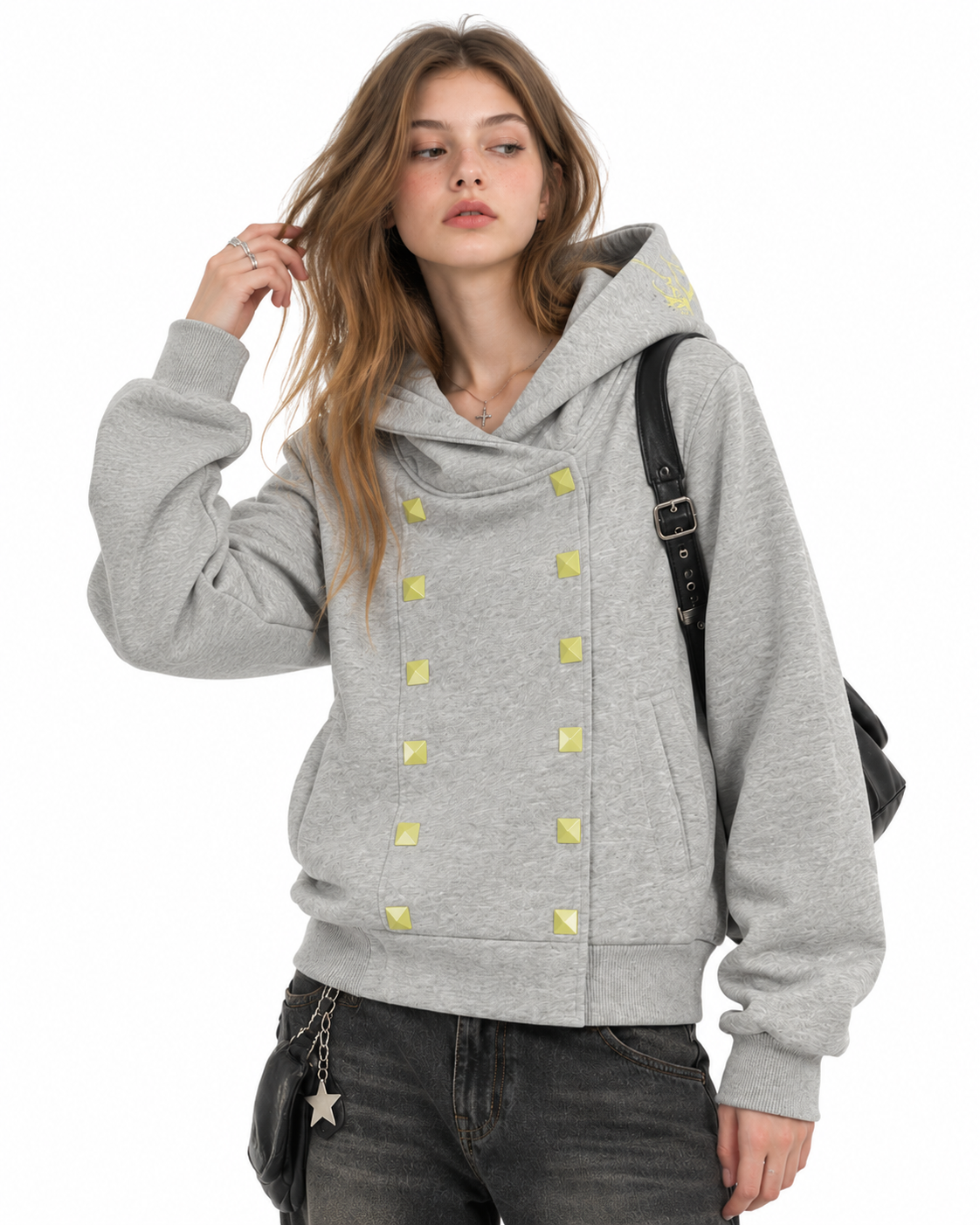 Double-breasted hooded sweatshirt