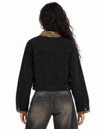 Leopard-print panel utility jacket