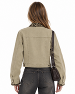 Leopard-print panel utility jacket