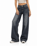 Washed straight-leg trousers