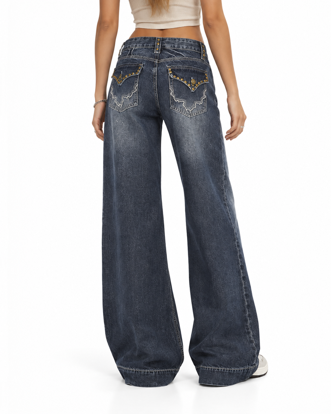 Washed straight-leg trousers