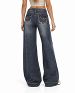 Washed straight-leg trousers