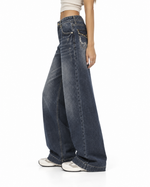 Washed straight-leg trousers