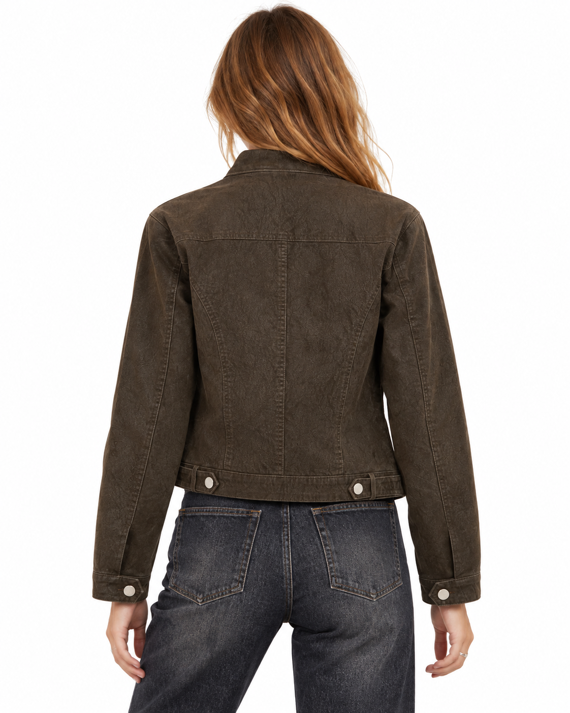 Distressed stand-collar jacket