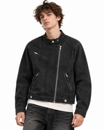 Distressed stand-collar jacket