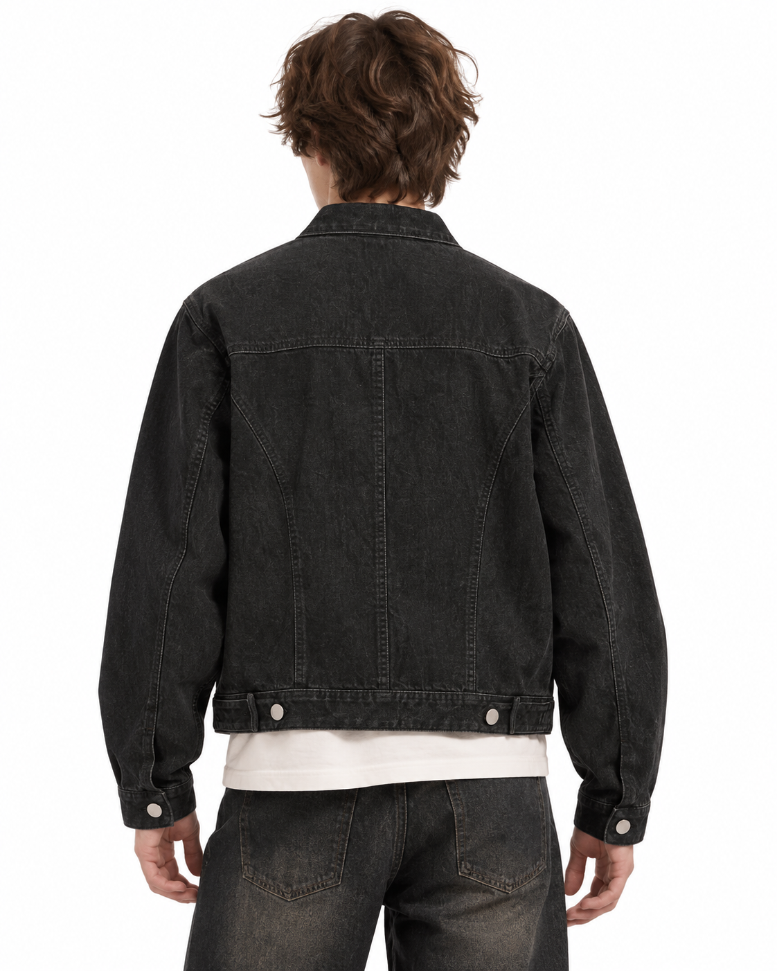 Distressed stand-collar jacket