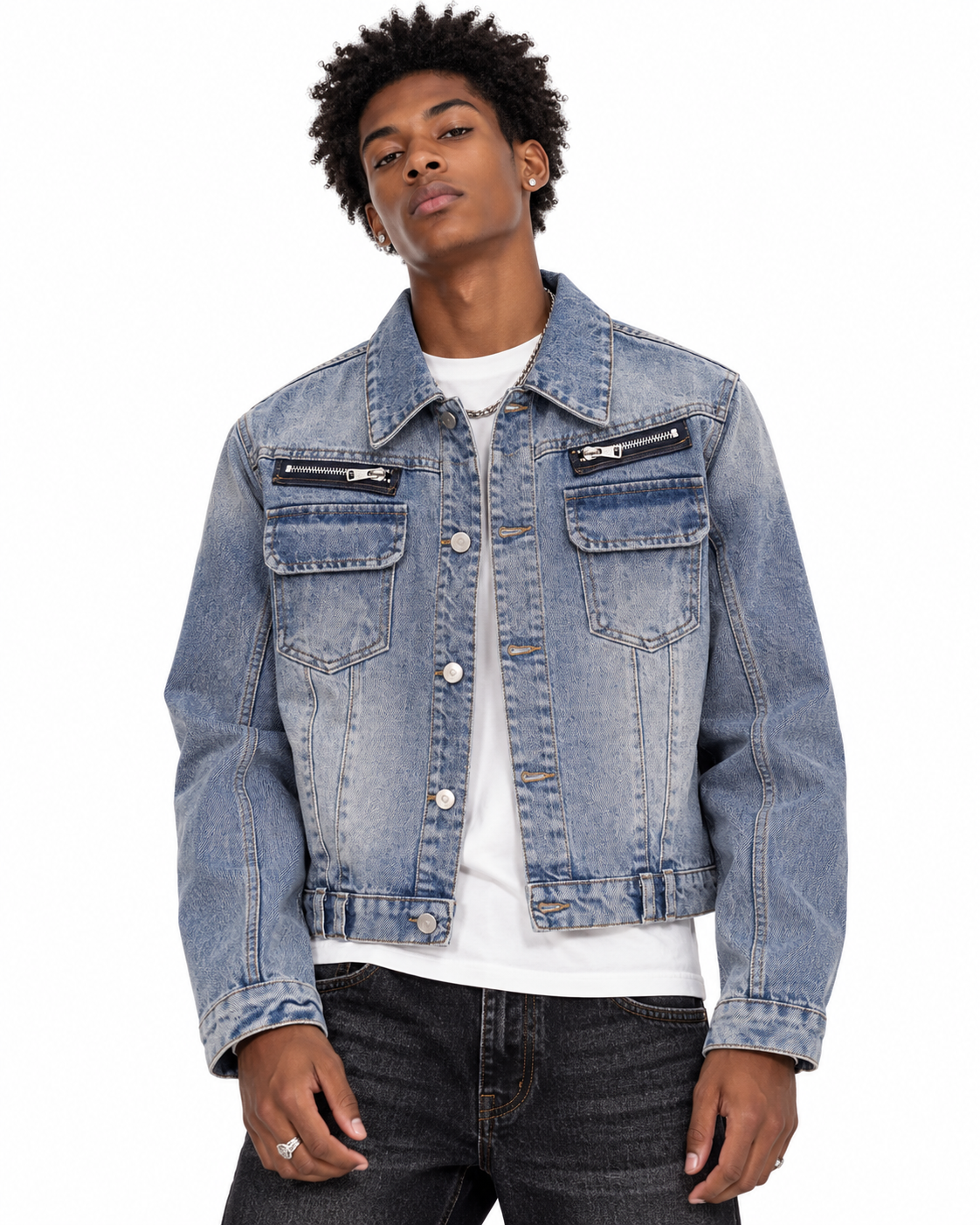 Multi-pocket denim jacket