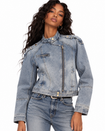 Distressed denim jacket