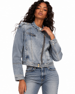 Distressed denim jacket
