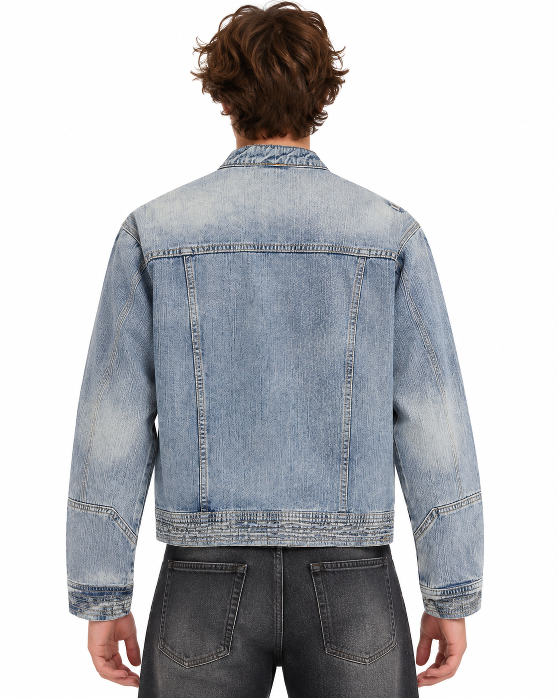 Distressed denim jacket