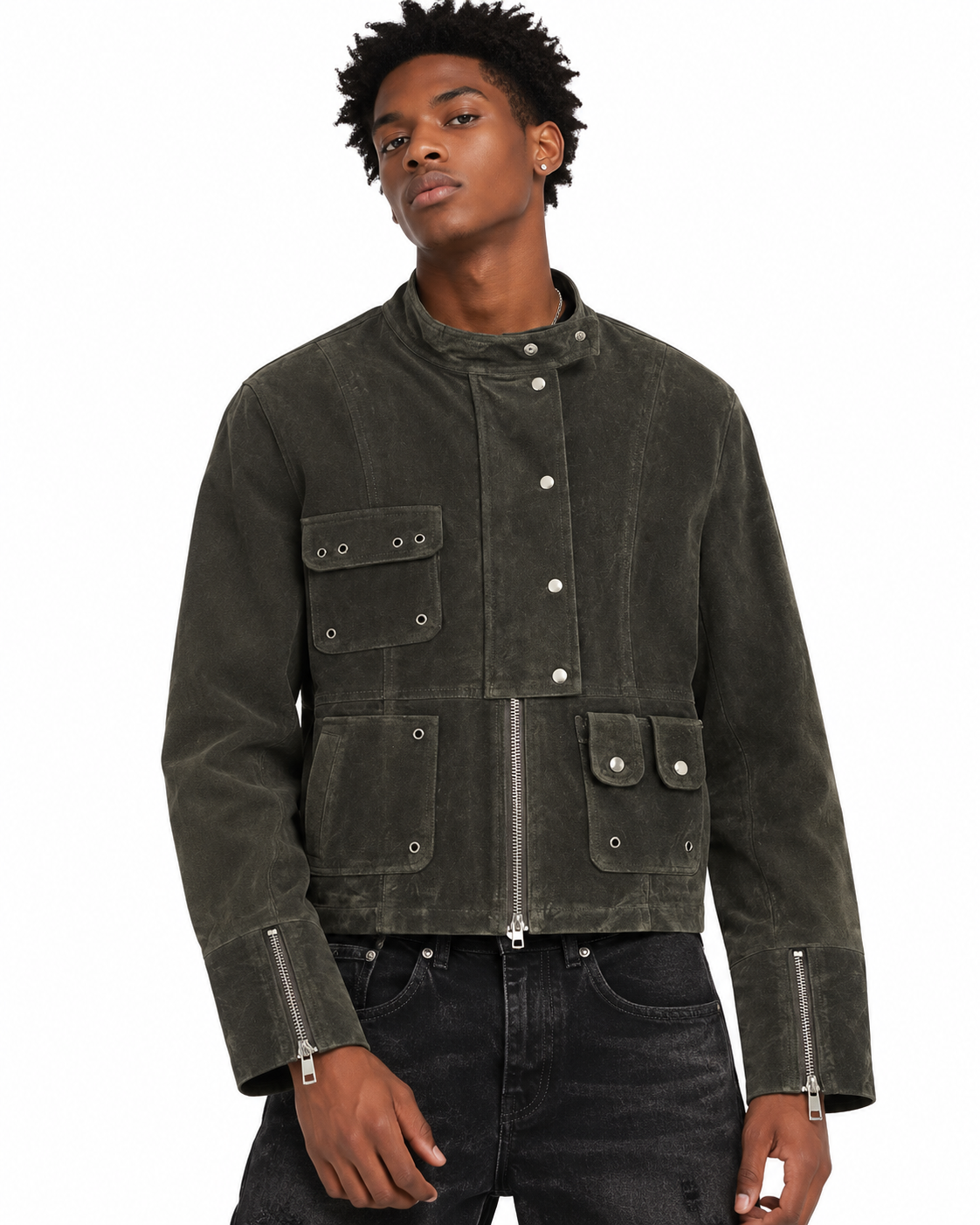 Stand-collar zip-up jacket