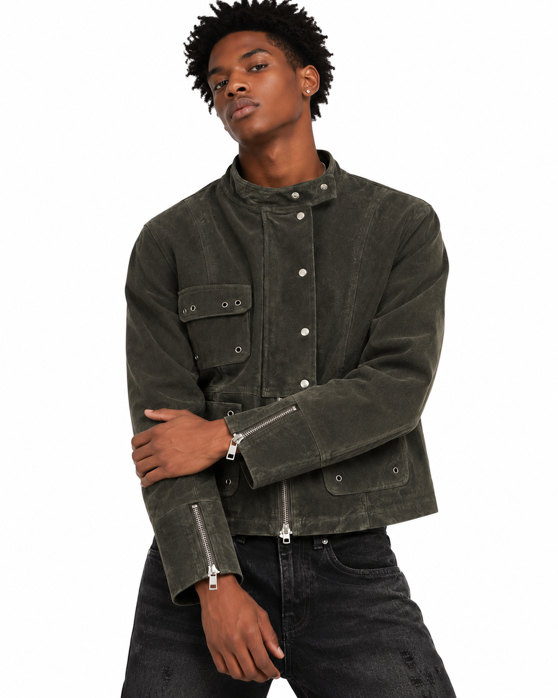 Stand-collar zip-up jacket