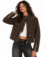 Stand-collar zip-up jacket