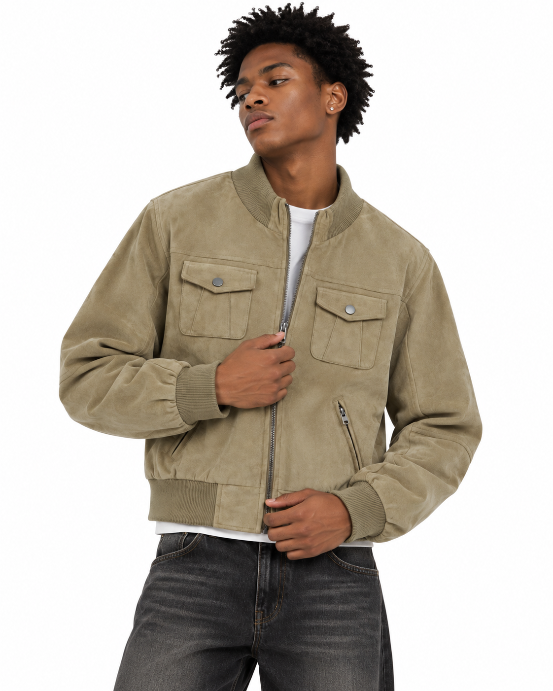 Stand-collar zip-up jacket