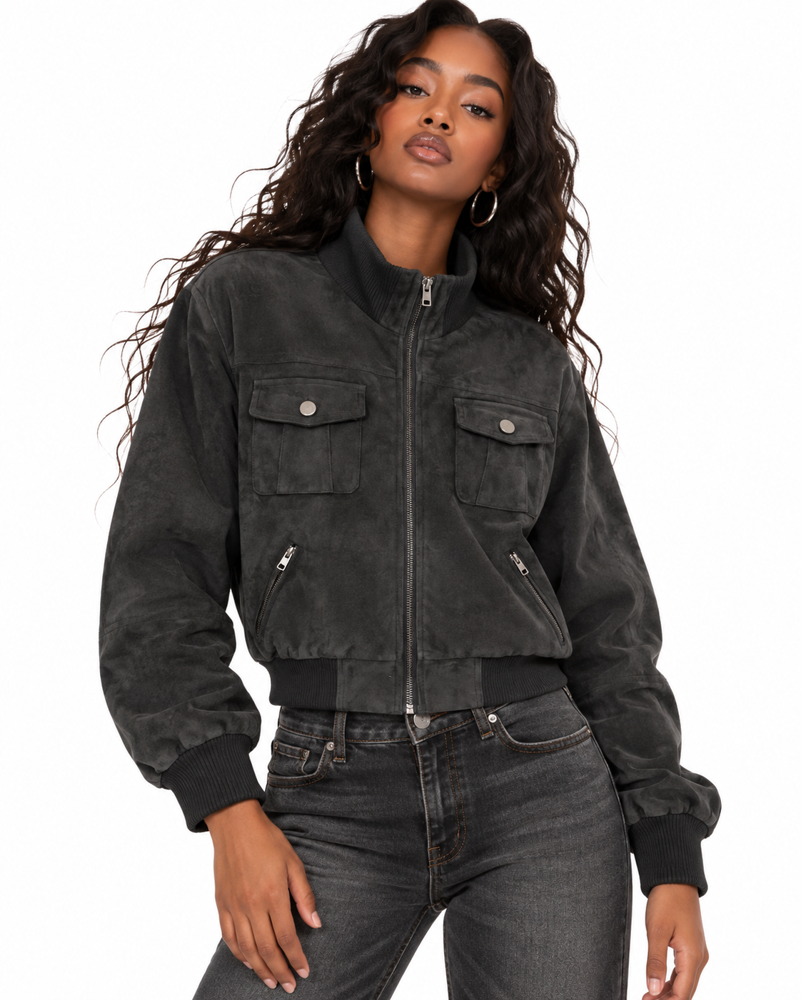 Stand-collar zip-up jacket