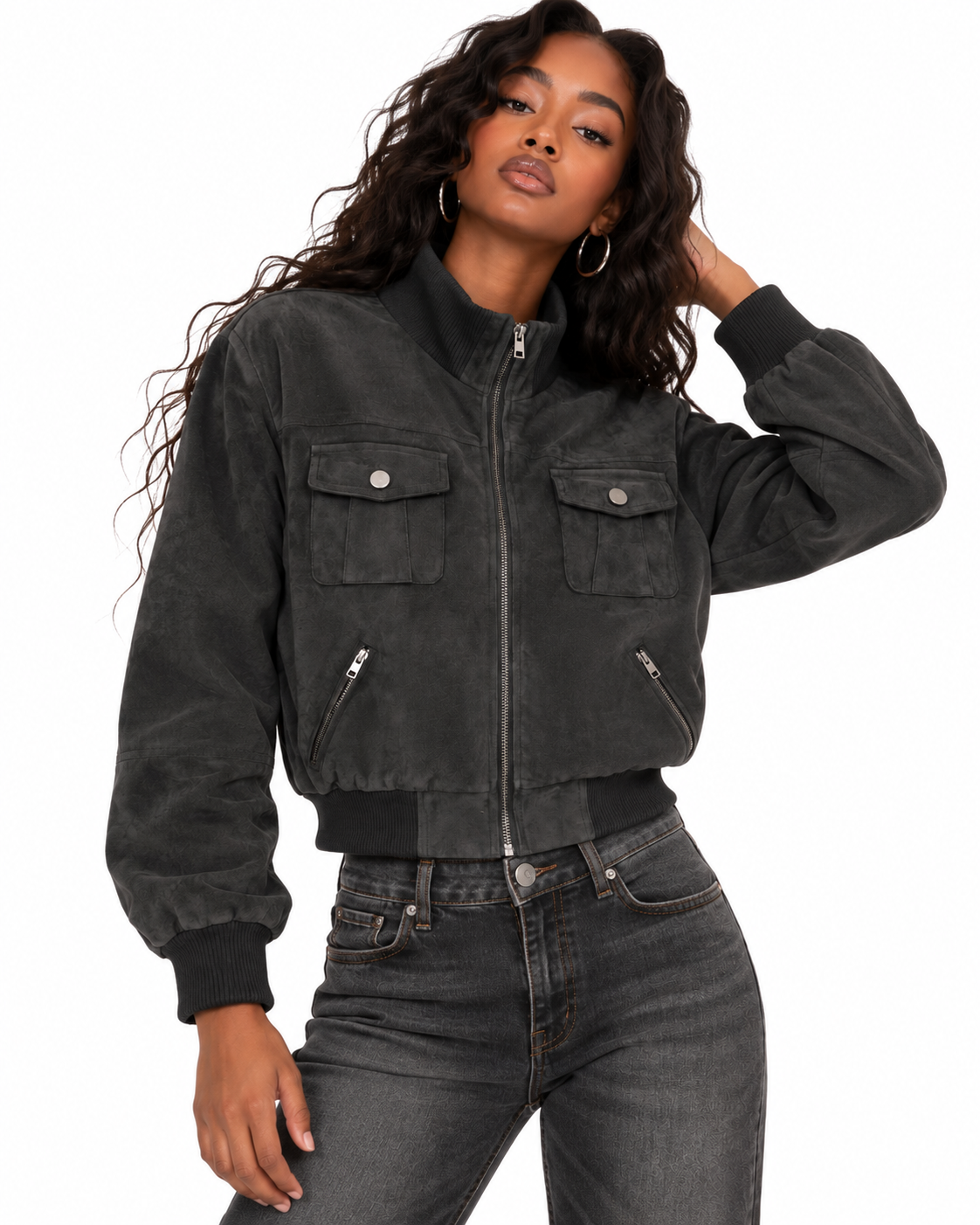 Stand-collar zip-up jacket
