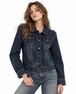 Double-belt denim jacket