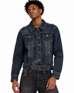 Double-belt denim jacket