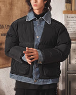 Fake two-piece denim patchwork jacket