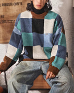 チェック柄のカップルセーター