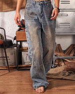 インクジェットウォッシュ加工のダメージジーンズ