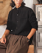 단색 루즈한 긴팔 셔츠