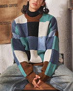 チェック柄のカップルセーター