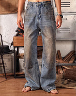 インクジェットウォッシュ加工のダメージジーンズ