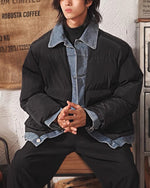 Fake two-piece denim patchwork jacket