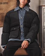 Fake two-piece denim patchwork jacket