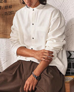 단색 루즈한 긴팔 셔츠