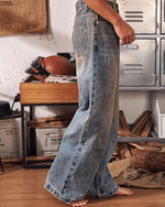 インクジェットウォッシュ加工のダメージジーンズ