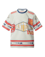 コントラストカラーのステッチ半袖