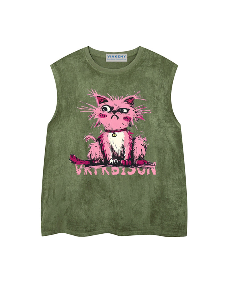 Loose crew neck vest