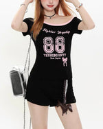 Hot girl off-shoulder short sleeves