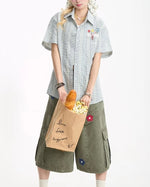 루즈 스트라이프 반팔 셔츠