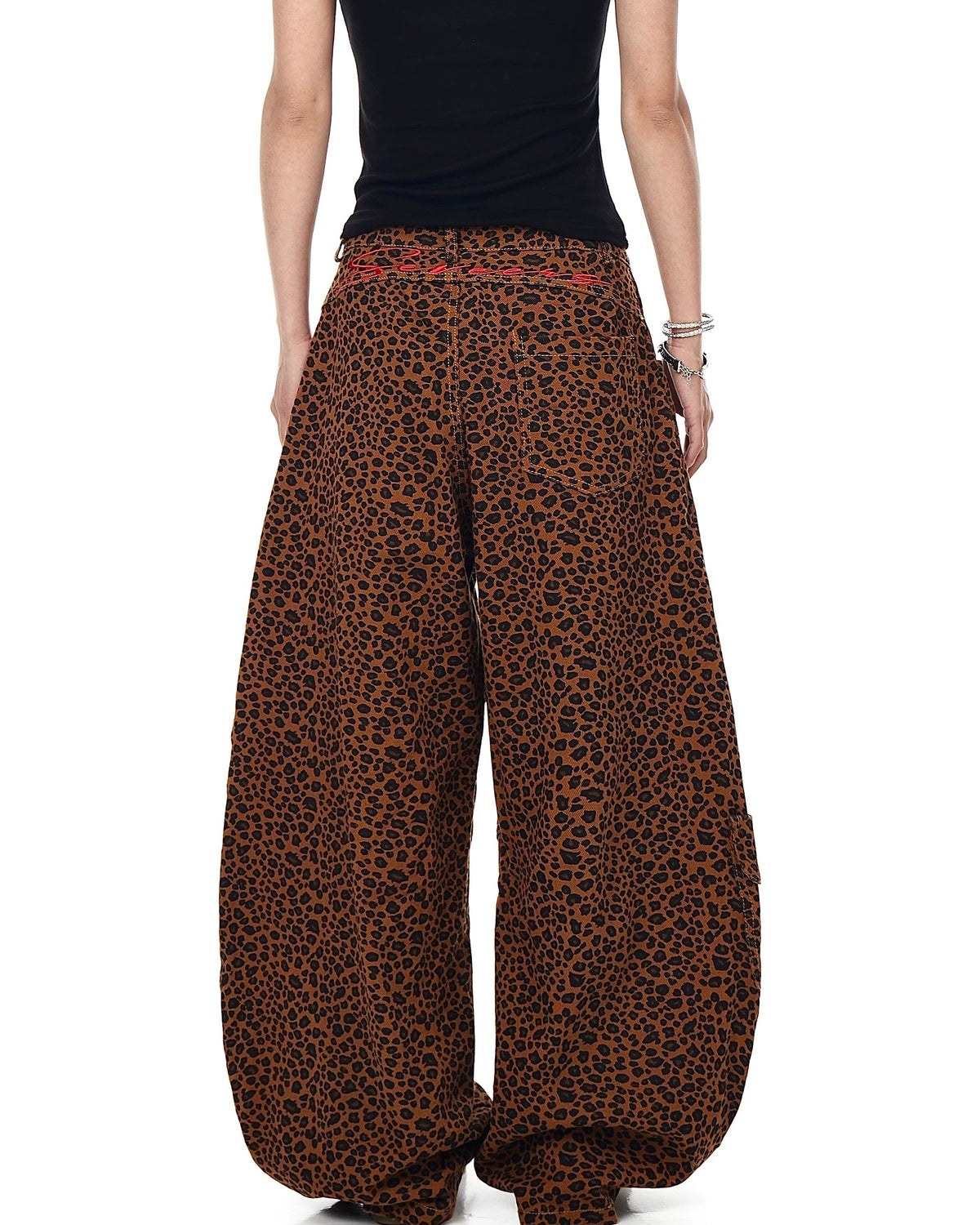 Leopard print casual trousers
